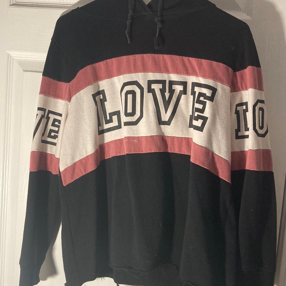 black pink and white LOVE hoodie